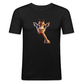 giraffe schielt - Männer Slim Fit T-Shirt - Schwarz - Vorne - Nik (191cm)