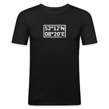 Coordonnées de Melle - T-shirt près du corps Homme - noir - Devant - Nik (191cm)