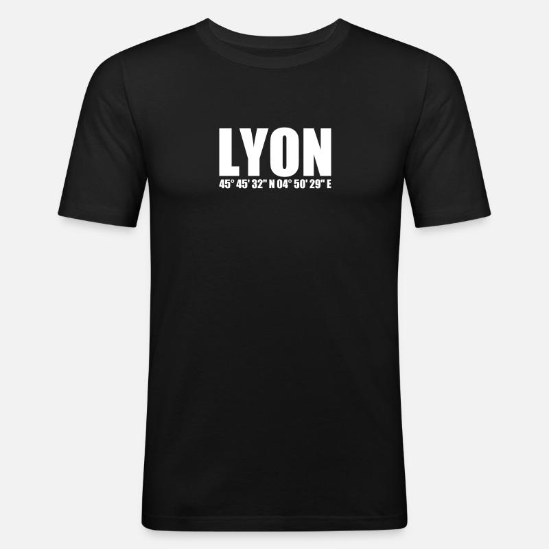 Coordonnées de Lyon - T-shirt près du corps Homme - noir