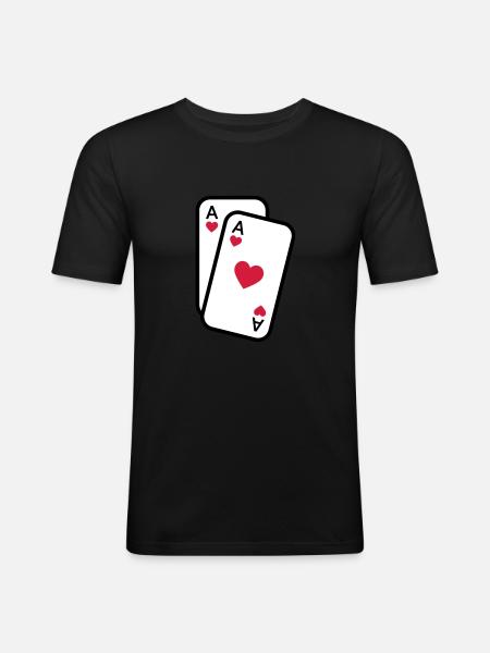 Cartes as de coeur cartes à jouer poker - T-shirt près du corps Homme - noir