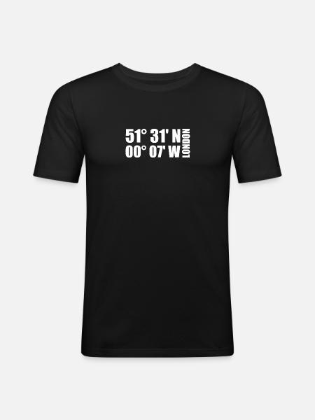 Coordonnées de Londres - T-shirt près du corps Homme - noir