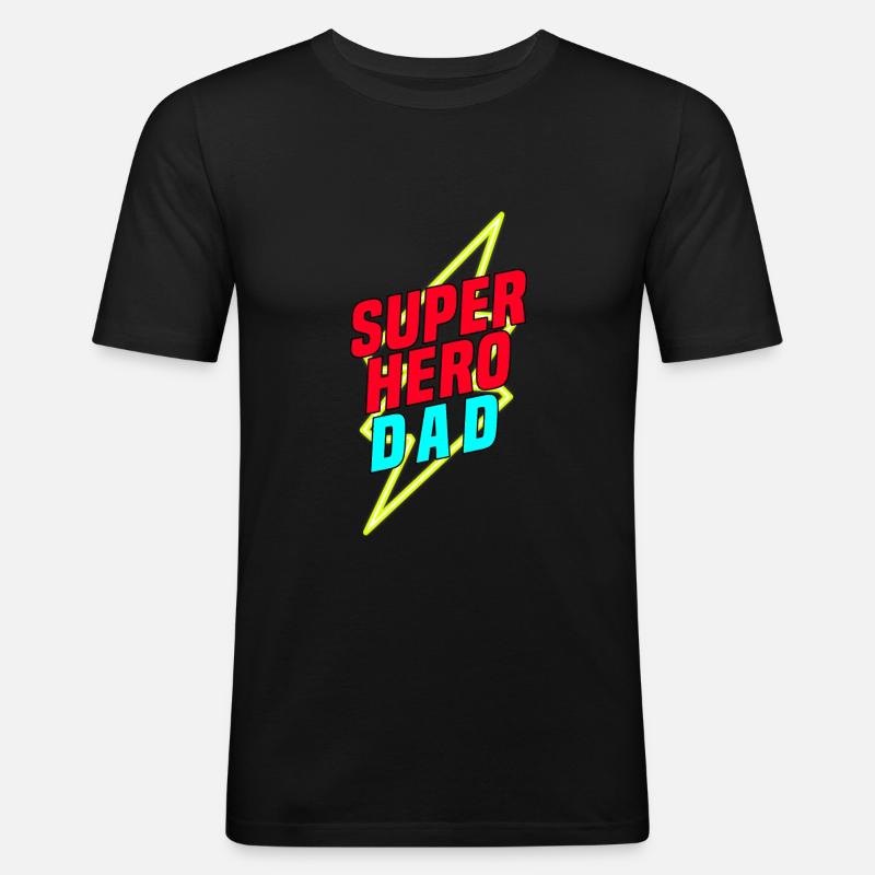 Super Hero Dad - Papi Vater Papa ist der Beste - Männer Slim Fit T-Shirt - Schwarz