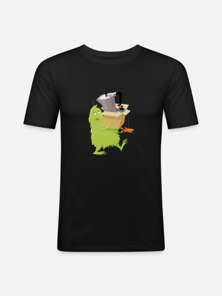 Umzugshelferlein - Männer Slim Fit T-Shirt - Schwarz
