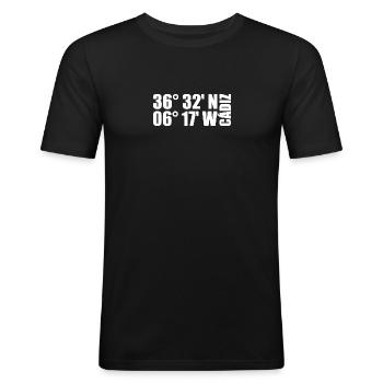 Coordonnées de Cadix - T-shirt près du corps Homme - noir - Devant - Nik (191cm)