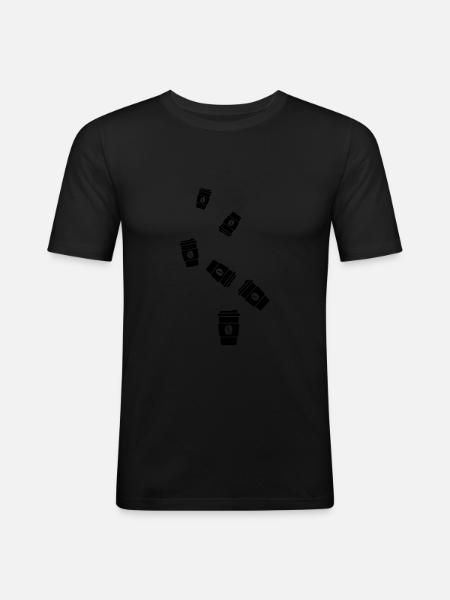 Kaffee Symbol - Männer Slim Fit T-Shirt - Schwarz