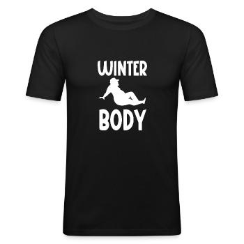 winter body - Men's Slim Fit T-Shirt - black - Front - Nik (191cm)
