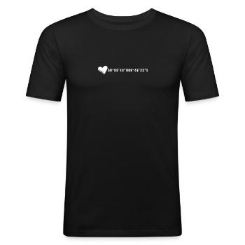 Offenbach am Main Herz Koordinaten - Männer Slim Fit T-Shirt - Schwarz - Vorne - Nik (191cm)