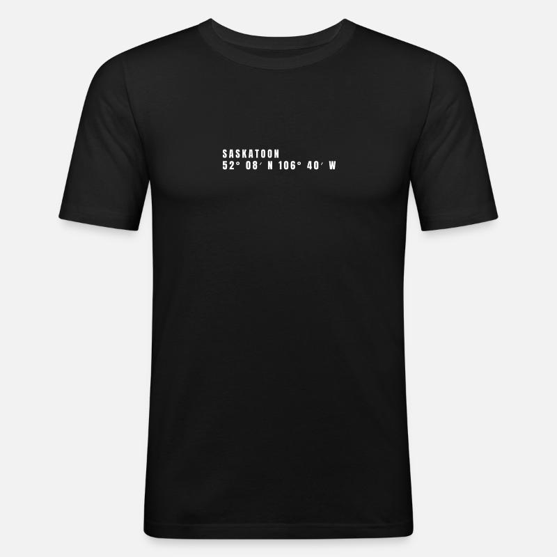 Saskatoon, Canada Coordonnées - T-shirt près du corps Homme - noir