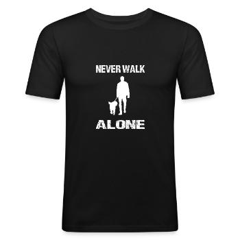 Hund - Männer Slim Fit T-Shirt - Schwarz - Vorne - Nik (191cm)