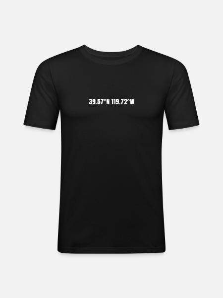 Sparks, Nevada, États-Unis Coordonnées - T-shirt près du corps Homme - noir