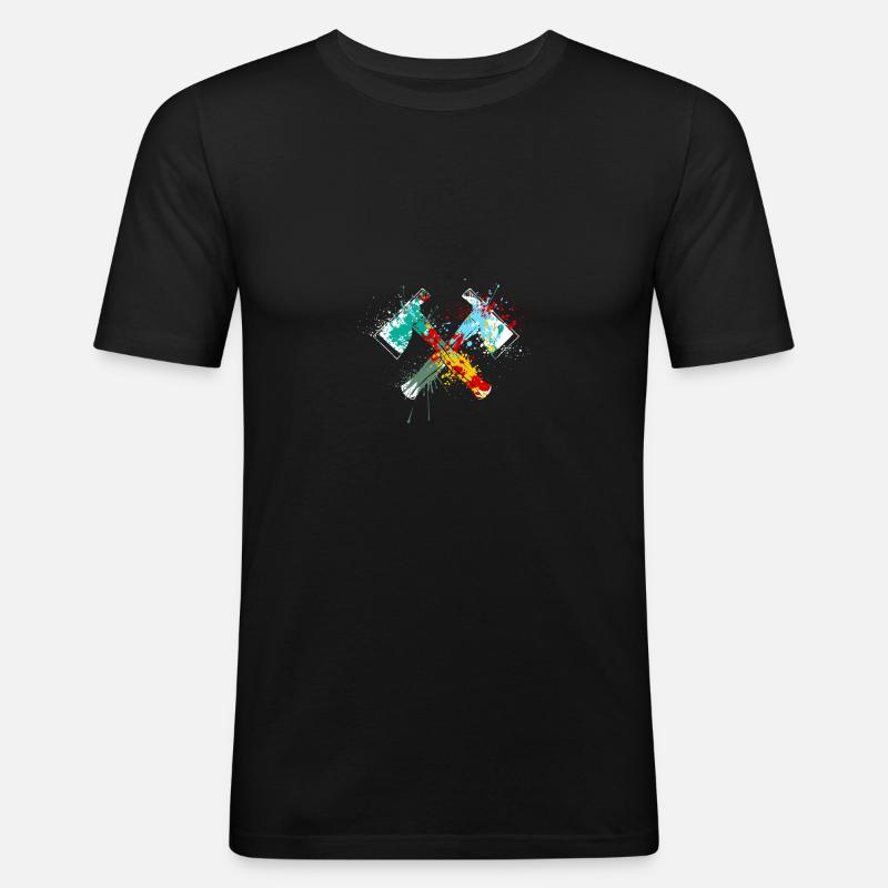Splahs Axtwerfen Axtwerfer - Männer Slim Fit T-Shirt - Schwarz