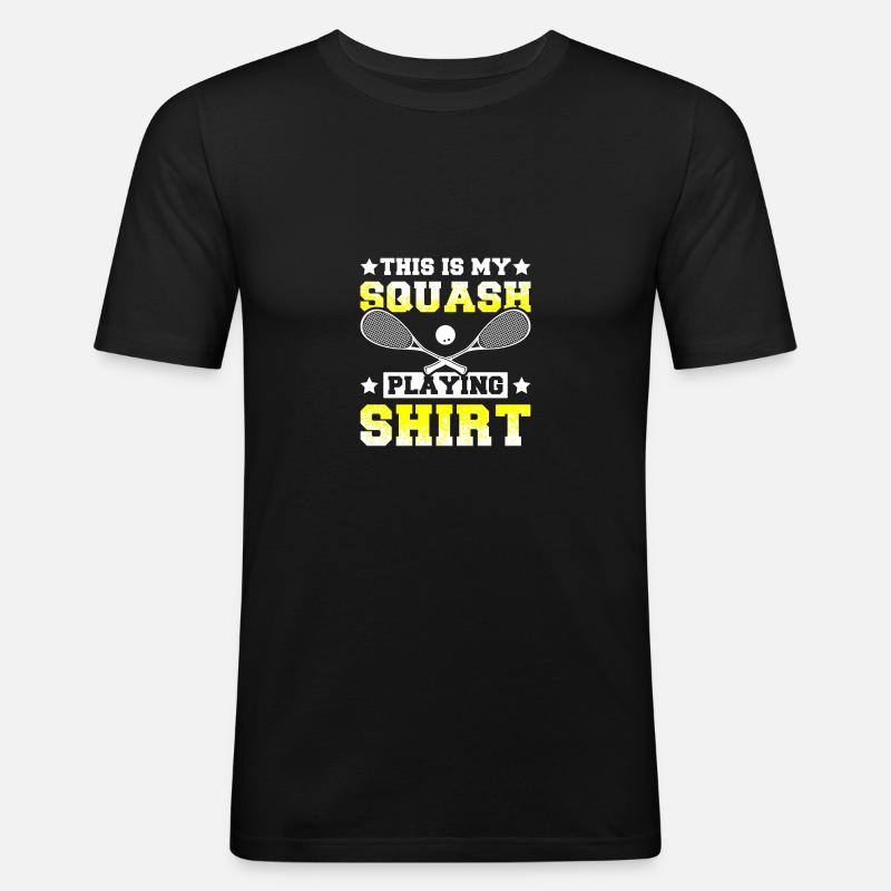 This is my squash playing - Männer Slim Fit T-Shirt - Schwarz