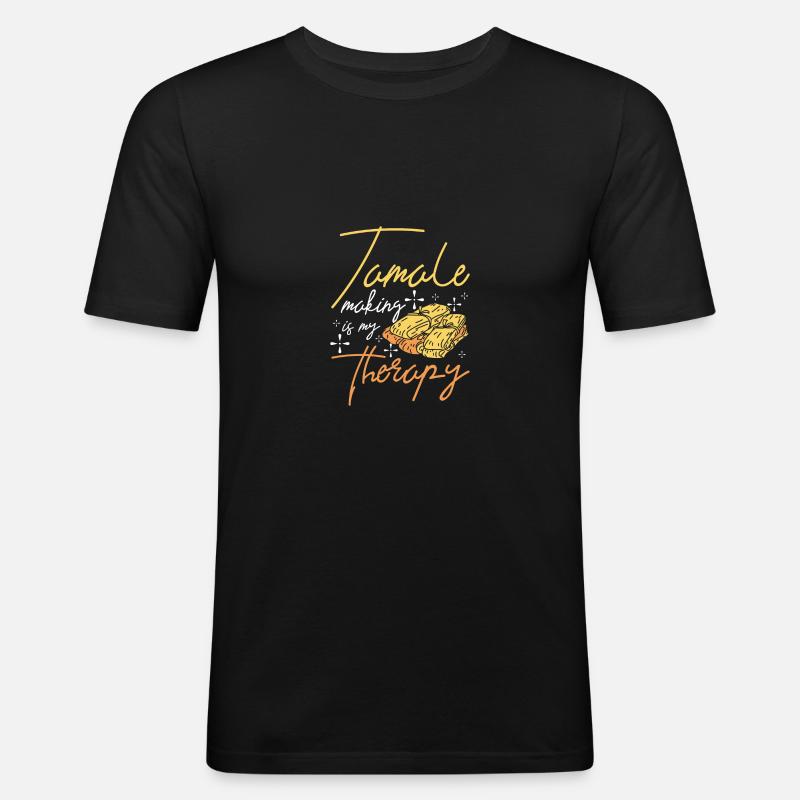 Tamale making is my therapy - Männer Slim Fit T-Shirt - Schwarz