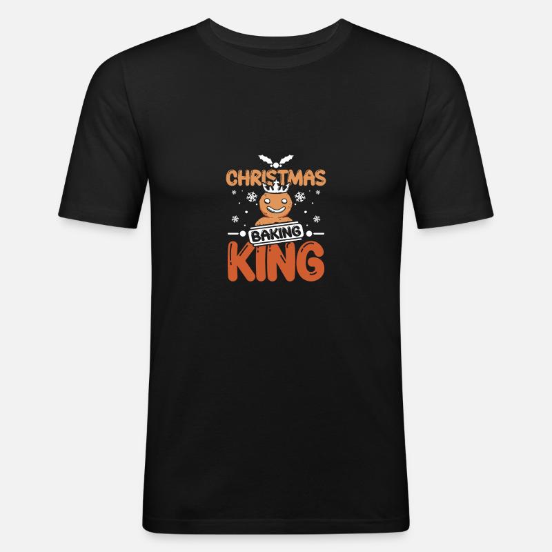 Christmas cookie baking king - Männer Slim Fit T-Shirt - Schwarz