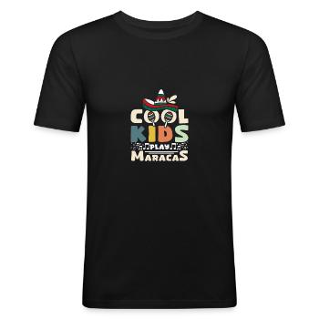 For children cool kids play maracas - Men's Slim Fit T-Shirt - black - Front - Nik (191cm)