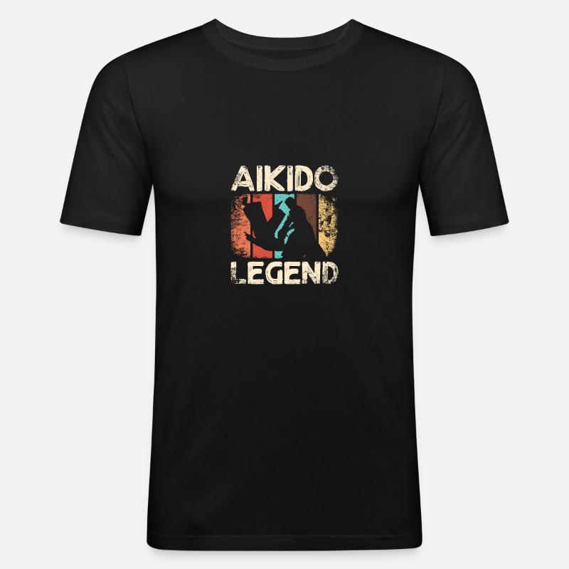Aikido legend - Männer Slim Fit T-Shirt - Schwarz