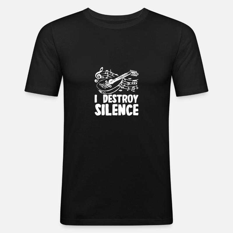 I destroy silence Oud - Männer Slim Fit T-Shirt - Schwarz