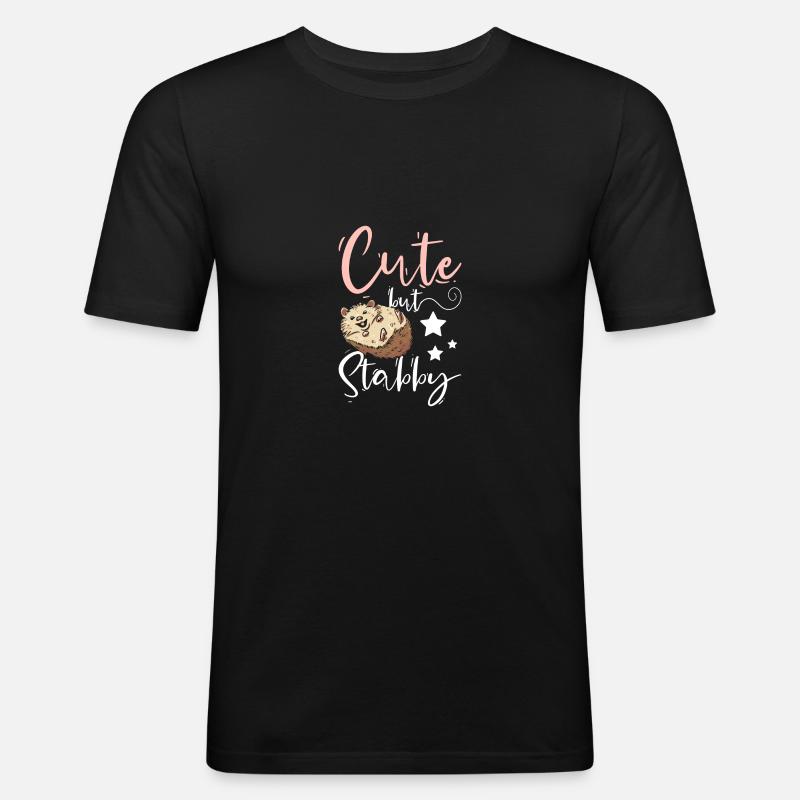 Fille hérisson mignon mais poignardé - T-shirt près du corps Homme - noir