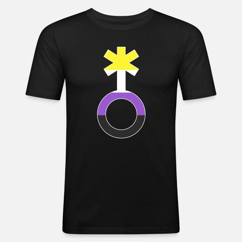Nonbinary Gender Neutral Symbol Nonbinary - Men's Slim Fit T-Shirt - black