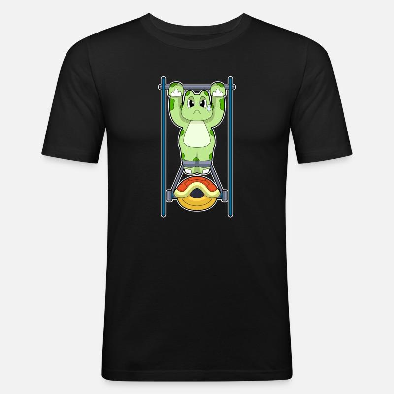 Turtle Bodybuilder Pull-ups Bodybuilding - Men's Slim Fit T-Shirt - black