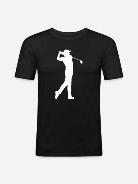 Golfer silhouette in swing - Men's Slim Fit T-Shirt - black