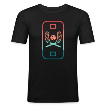 Floorball Terrain de jeu Floorballer Retro Floorball - T-shirt près du corps Homme - noir - Devant - Nik (191cm)
