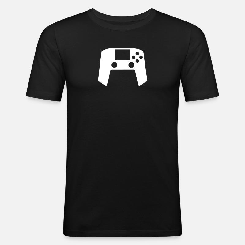 Retro Controller - Männer Slim Fit T-Shirt - Schwarz