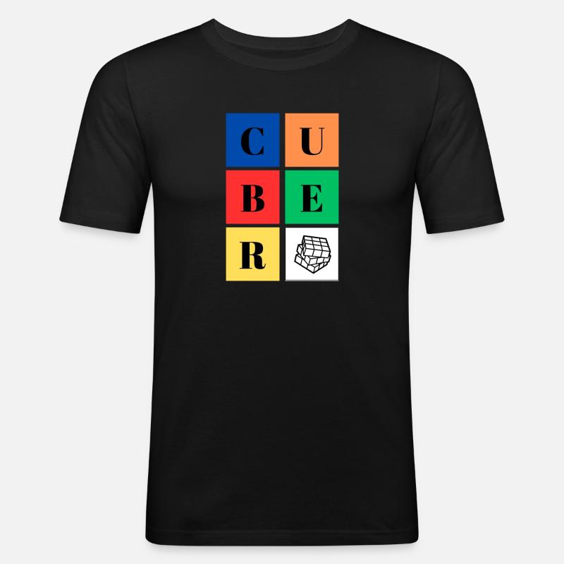 Cuber-Platz - Männer Slim Fit T-Shirt - Schwarz