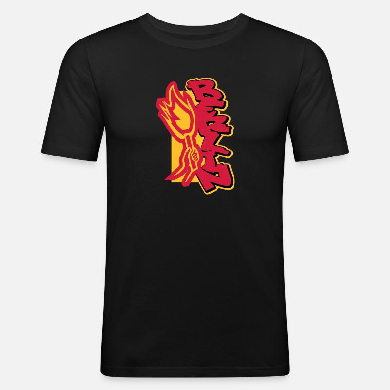 Berlin Pyro - Männer Slim Fit T-Shirt - Schwarz