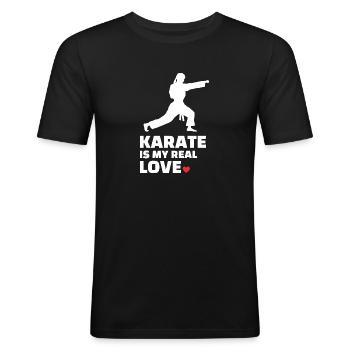 Ich Liebe Karate - Männer Slim Fit T-Shirt - Schwarz - Vorne - Nik (191cm)
