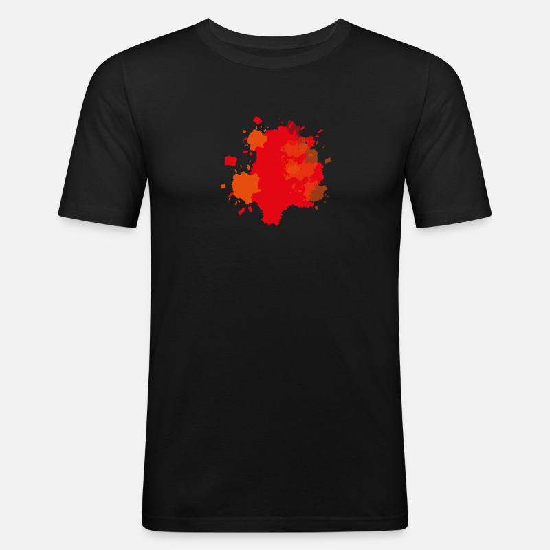 Farbklecks Orange - Männer Slim Fit T-Shirt - Schwarz