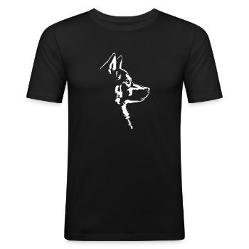Husky Hunde Hund Siberian Husky Wilsigns - Männer Slim Fit T-Shirt - Schwarz - Vorne - Nik (191cm)