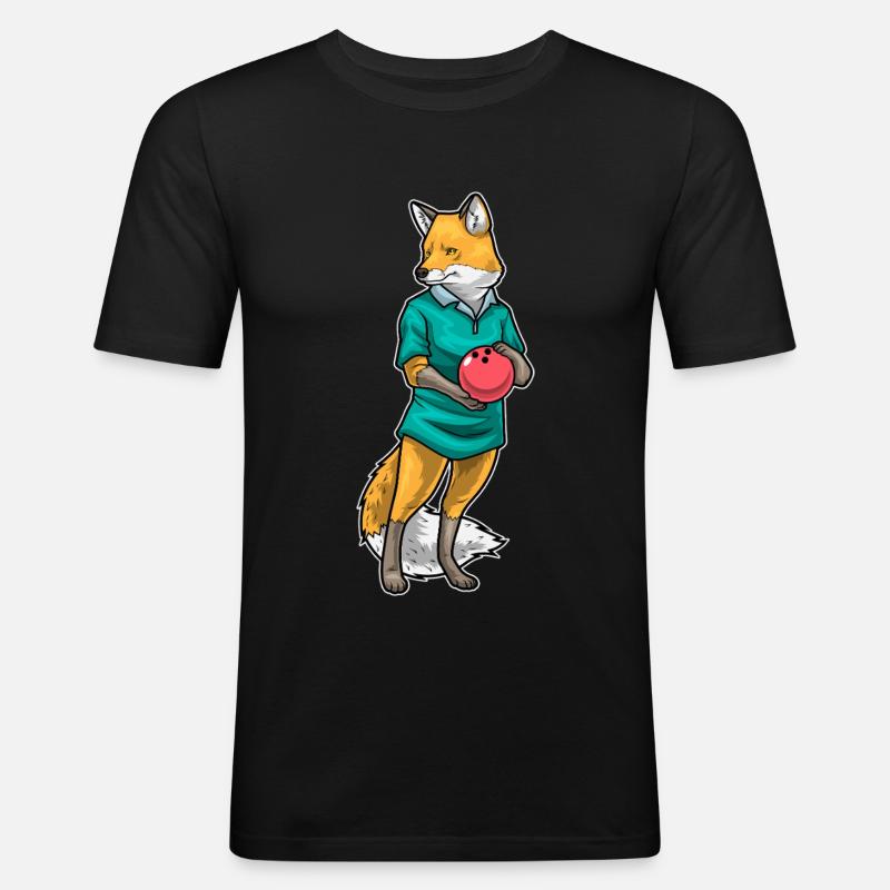 Fuchs Bowling Bowlingkugel - Männer Slim Fit T-Shirt - Schwarz
