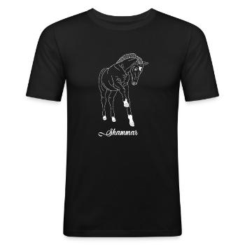 Trakehner Shammar - Männer Slim Fit T-Shirt - Schwarz - Vorne - Nik (191cm)