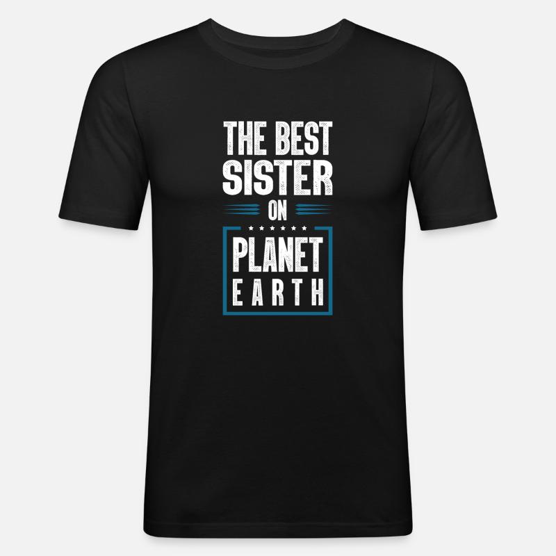 Beste Schwester Spruch - Männer Slim Fit T-Shirt - Schwarz