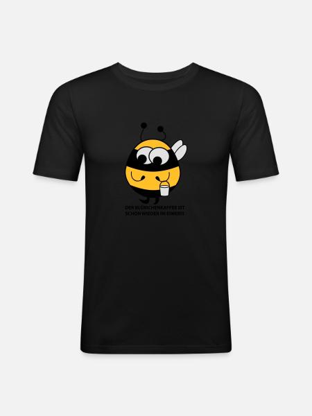 Biene mit Eimer - Männer Slim Fit T-Shirt - Schwarz