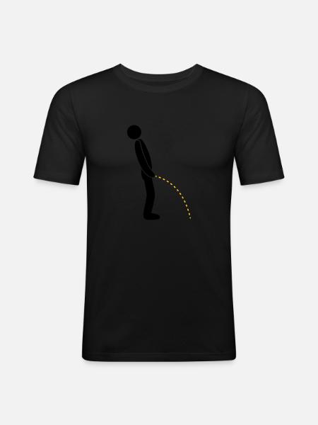 logo toilette pee piss debout - T-shirt près du corps Homme - noir