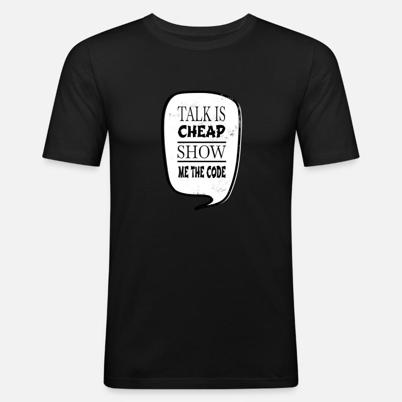 present coding software development - Männer Slim Fit T-Shirt - Schwarz