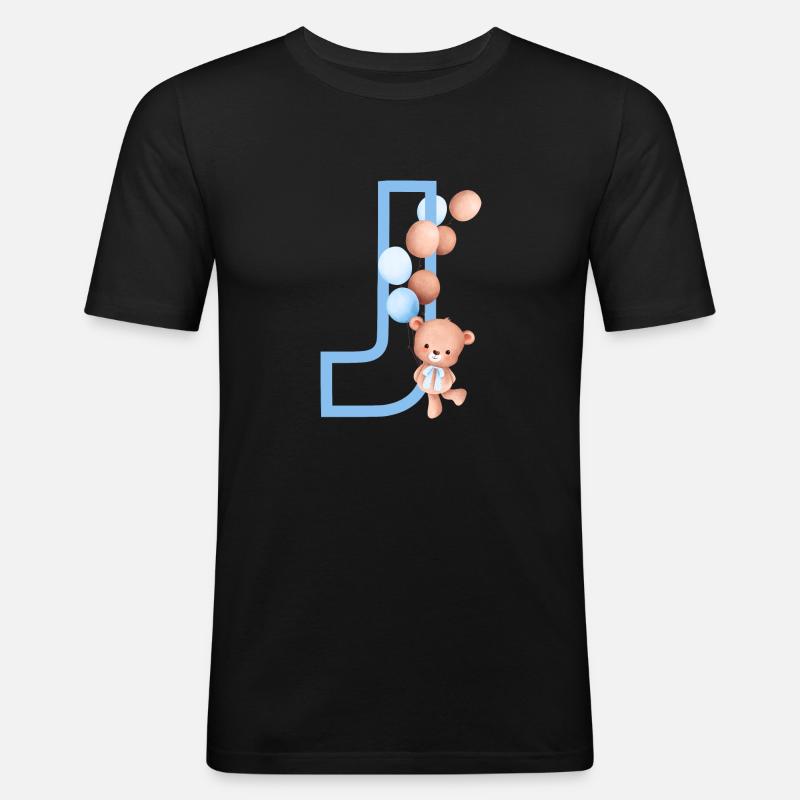 Blauer Bär J Buchstabe - Männer Slim Fit T-Shirt - Schwarz