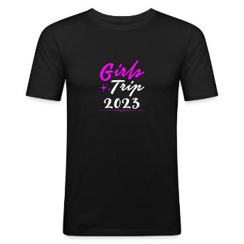 Mädelstrip 2023 Girls Trip Crew Mädelstour Mädels - Männer Slim Fit T-Shirt - Schwarz - Vorne - Nik (191cm)