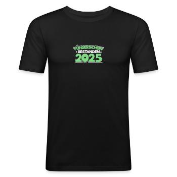 Führerschein 2025 Fahrprüfung Führerscheinprüfung - Männer Slim Fit T-Shirt - Schwarz - Vorne - Nik (191cm)
