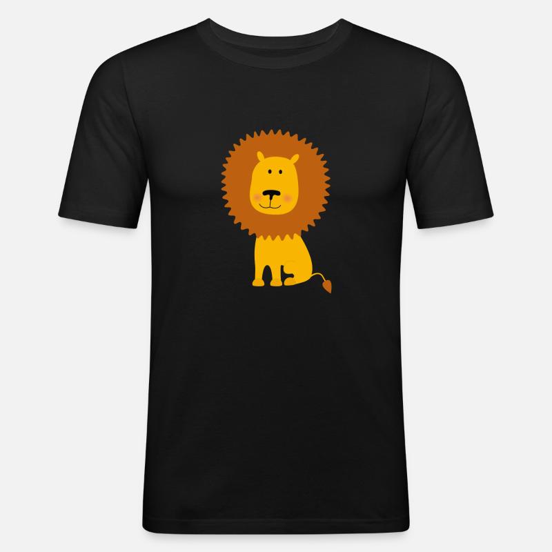 Löwe - Männer Slim Fit T-Shirt - Schwarz