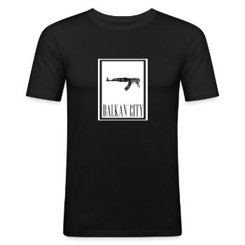 Balkan City - Männer Slim Fit T-Shirt - Schwarz - Vorne - Nik (191cm)