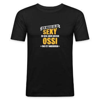 Ossi - Männer Slim Fit T-Shirt - Schwarz - Vorne - Nik (191cm)
