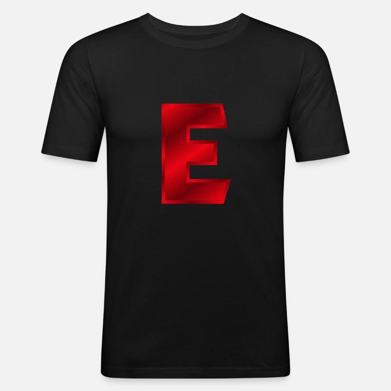 Rotes E - Männer Slim Fit T-Shirt - Schwarz