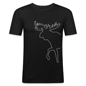 Elch - Moose - Männer Slim Fit T-Shirt - Schwarz - Vorne - Nik (191cm)