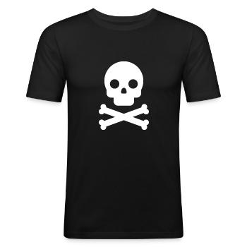 Crâne Crâne Pirate - T-shirt près du corps Homme - noir - Devant - Nik (191cm)