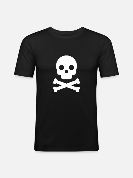 Crâne Crâne Pirate - T-shirt près du corps Homme - noir