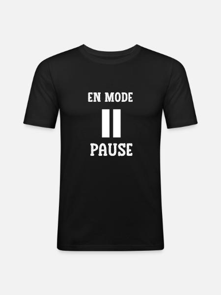 En mode pause - T-shirt près du corps Homme - noir