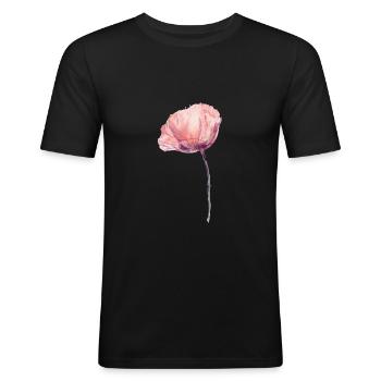 Blume - Männer Slim Fit T-Shirt - Schwarz - Vorne - Nik (191cm)